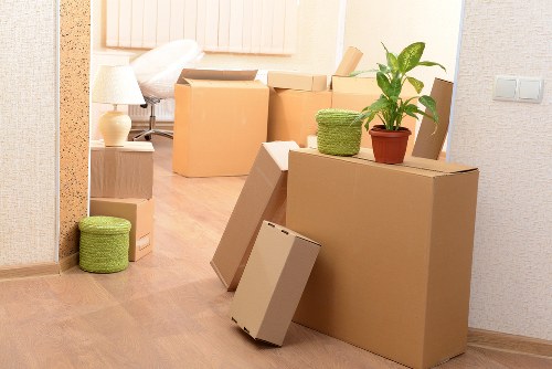 Furniture and boxes being loaded for a local Acton removal